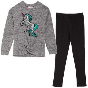 New Flapdoodle Kids' 2-Piece Leggings Set Unicorn Gray